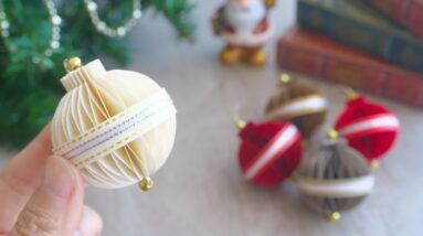 【クリスマス】紙で作るボールオーナメントの作り方 - DIY How to Make Paper Christmas Ornament / Tutorial