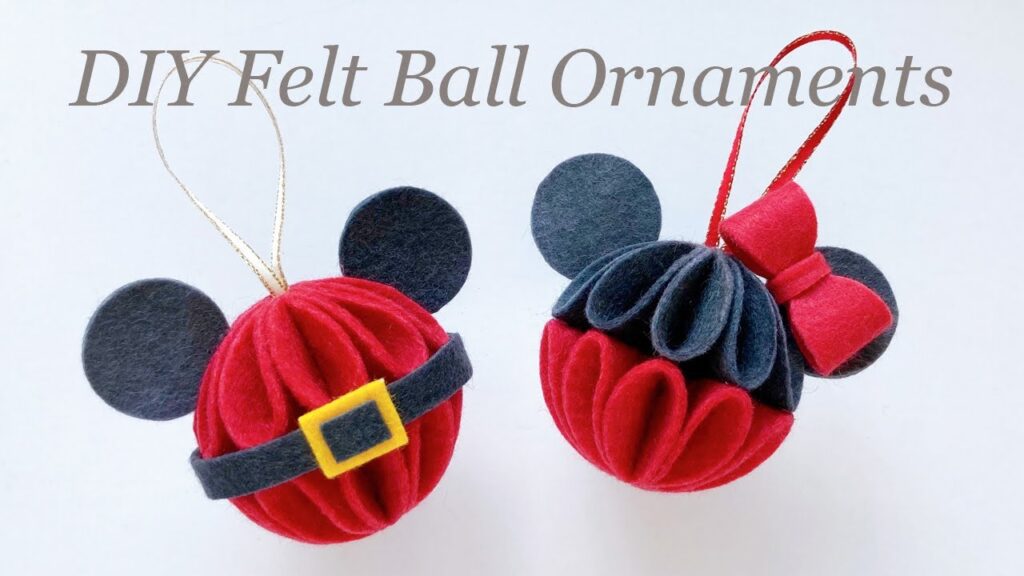 ボールオーナメントの作り方！ミッキー＆ミニー ディズニー クリスマス飾り-フェルトで作る小物  Mickey Minnie Christmas Ornament - DIY Making Disney