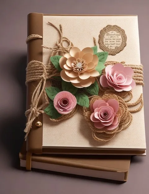 Caderno com capa decorada em papel de scrapbook