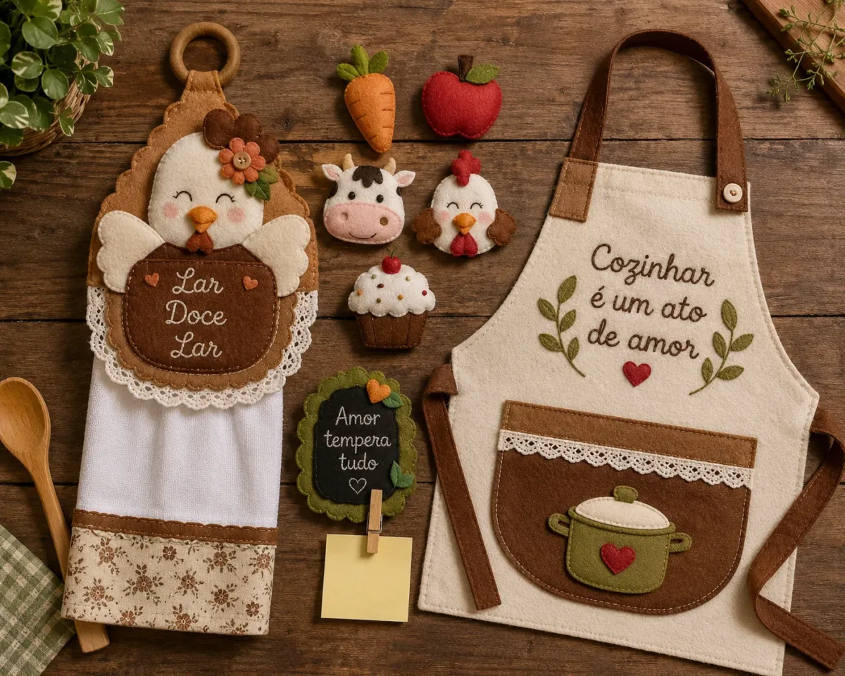 itens de cozinha em feltro