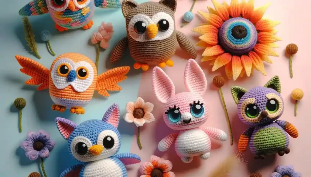 artesanato amigurumi com uma variedade de modelos de bichinhos feitos artesanalmente