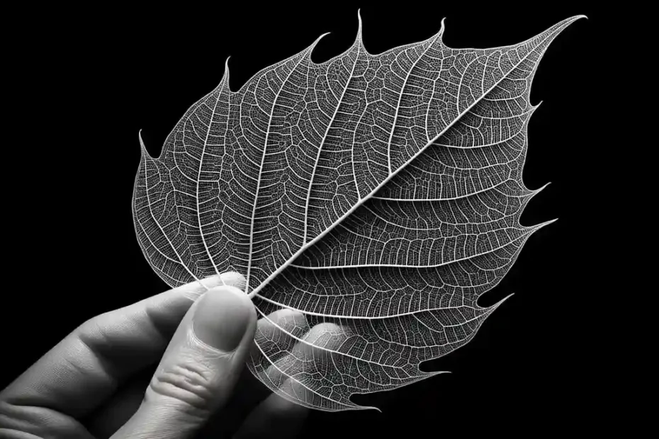 esqueletizar folhas é uma técnica artística que revela a delicada estrutura das folhas