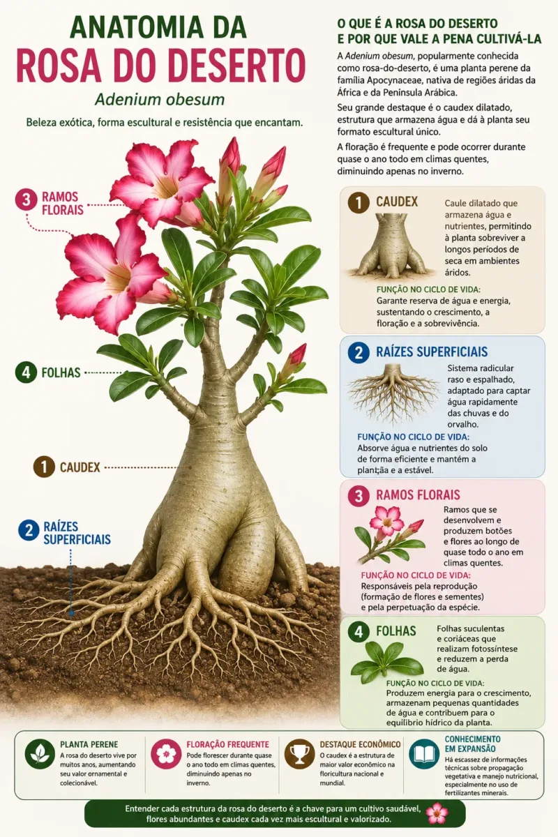Infográfico sobre rosa do deserto