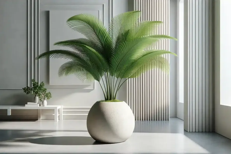 palmeira Areca retratada como saudável e robusta