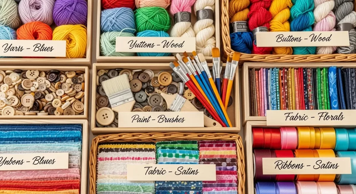 Materiais de Artesanato Etiquetados e Organizados por Categoria