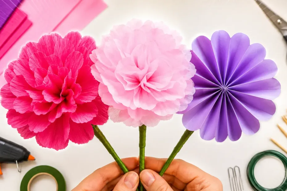 como fazer flors de papel simples