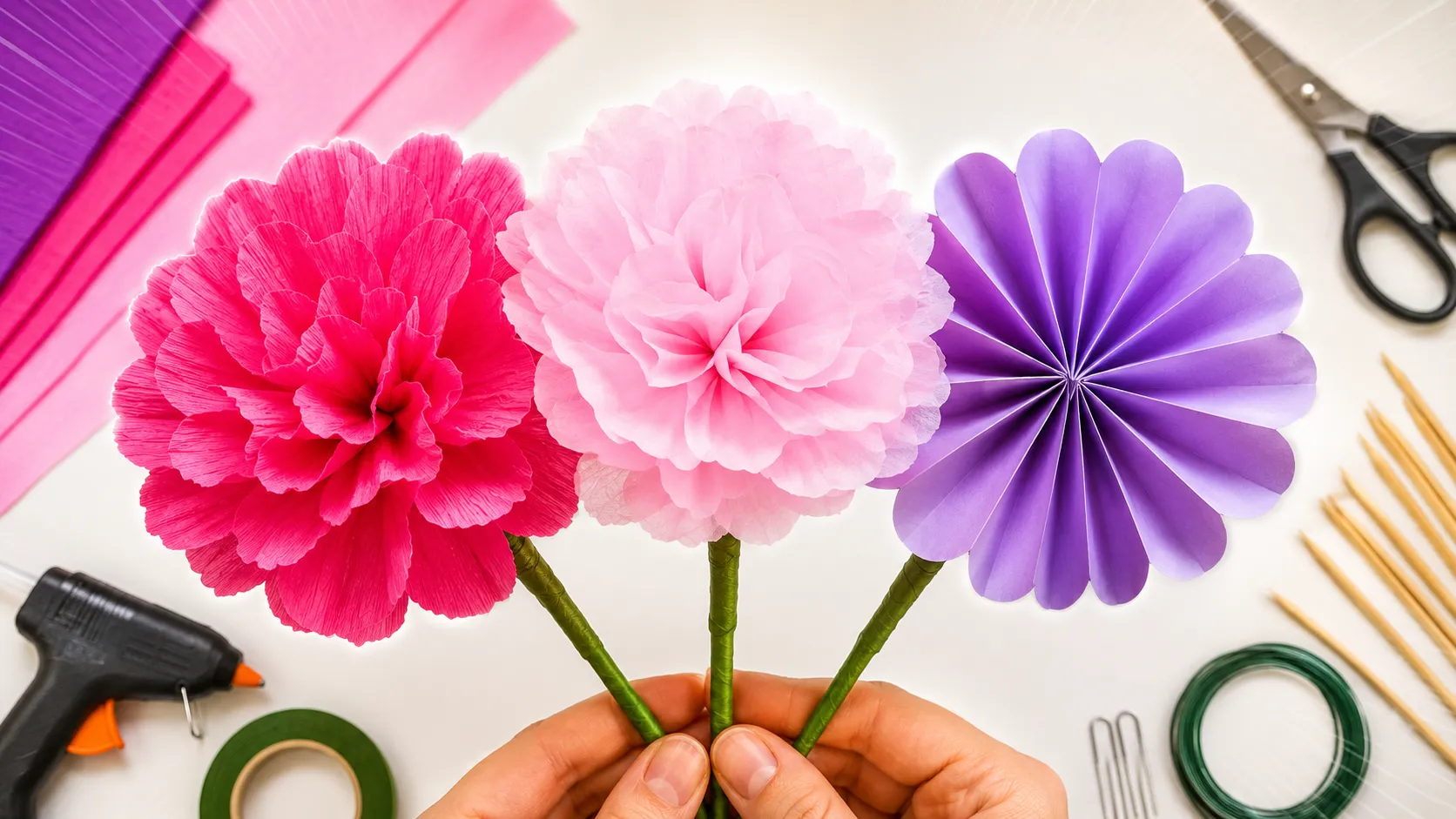 como fazer flors de papel simples