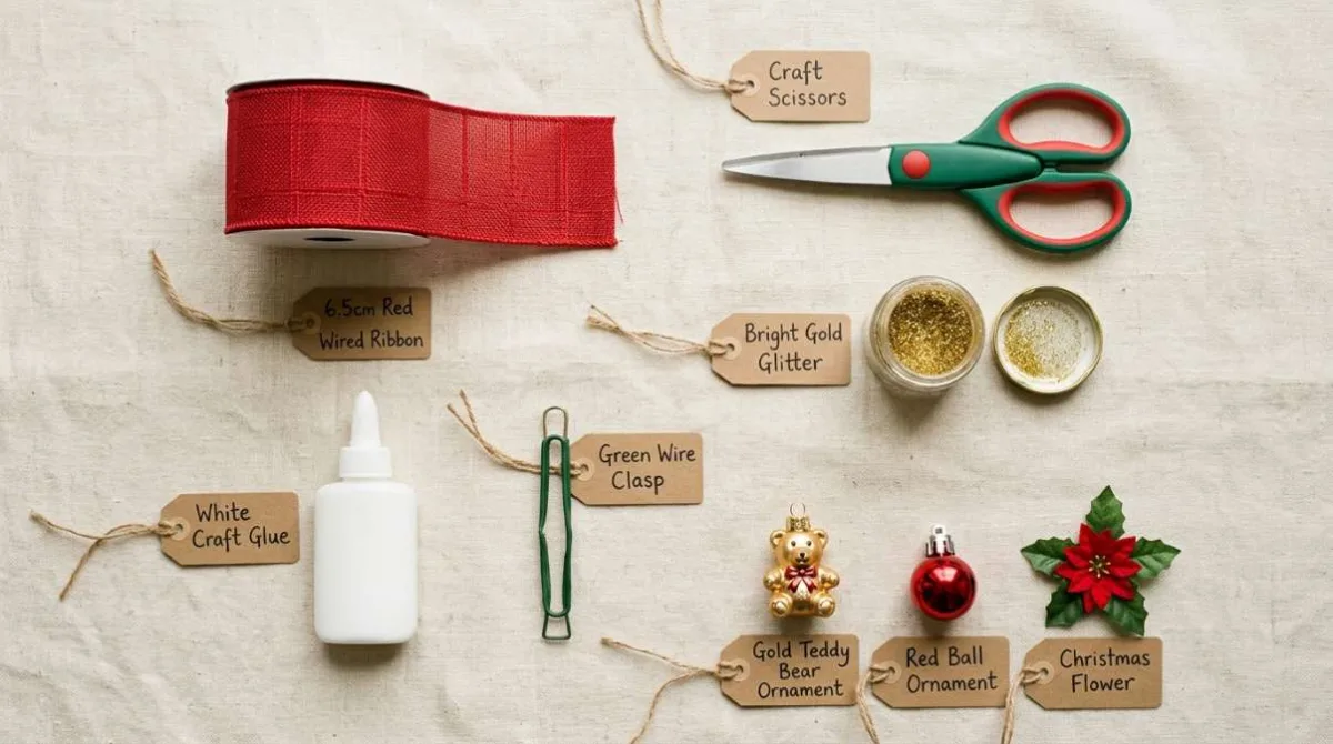 materiais oara fazer laço de fita para natal