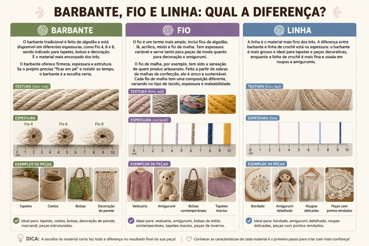 infográfico comparando linhas para artesanato
