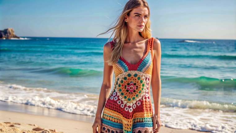 vestido de praia de crochê