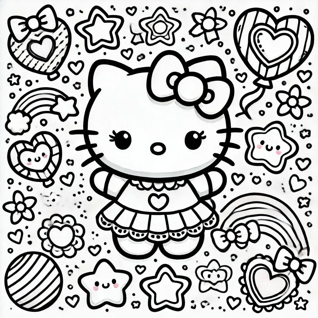 Desenho da Hello Kitty para baixar e colorir