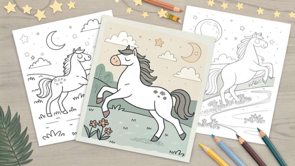 Desenhos de cavalo para colorir e se divertir