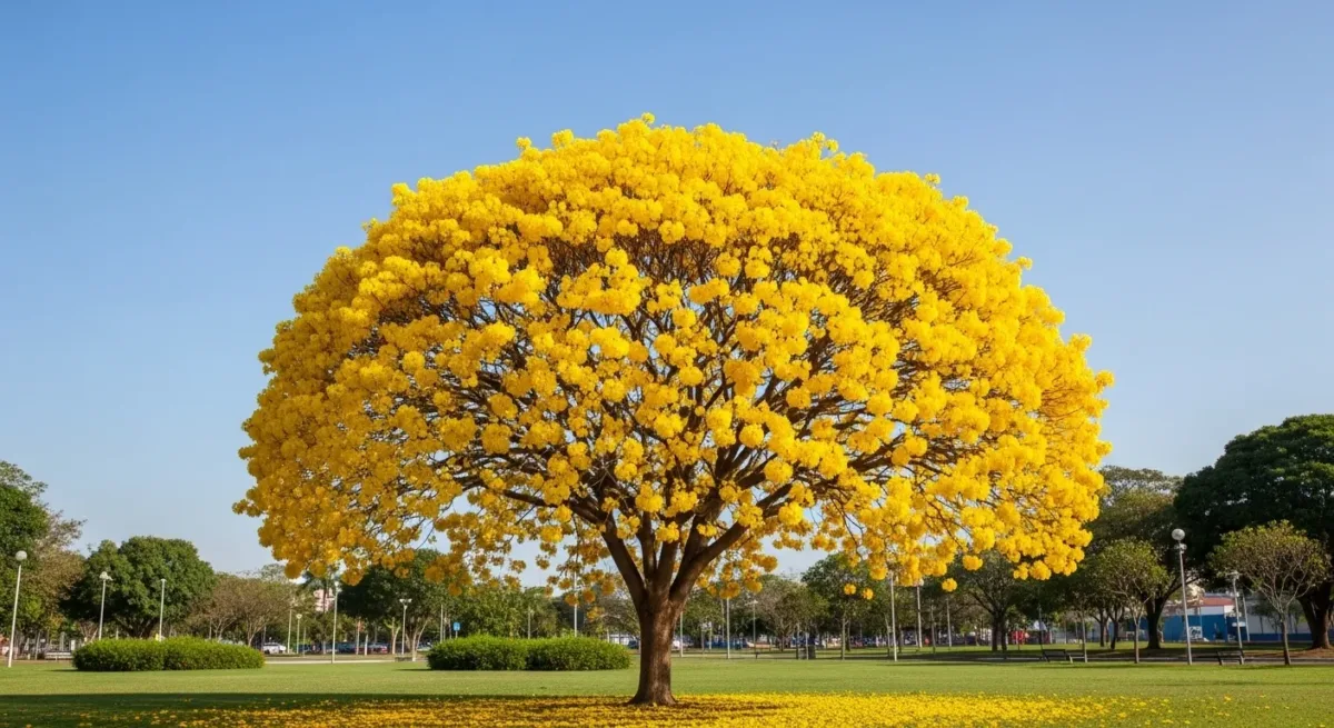 Árvores com Flores Amarelas -
Ipê-amarelo_em_floração_parque