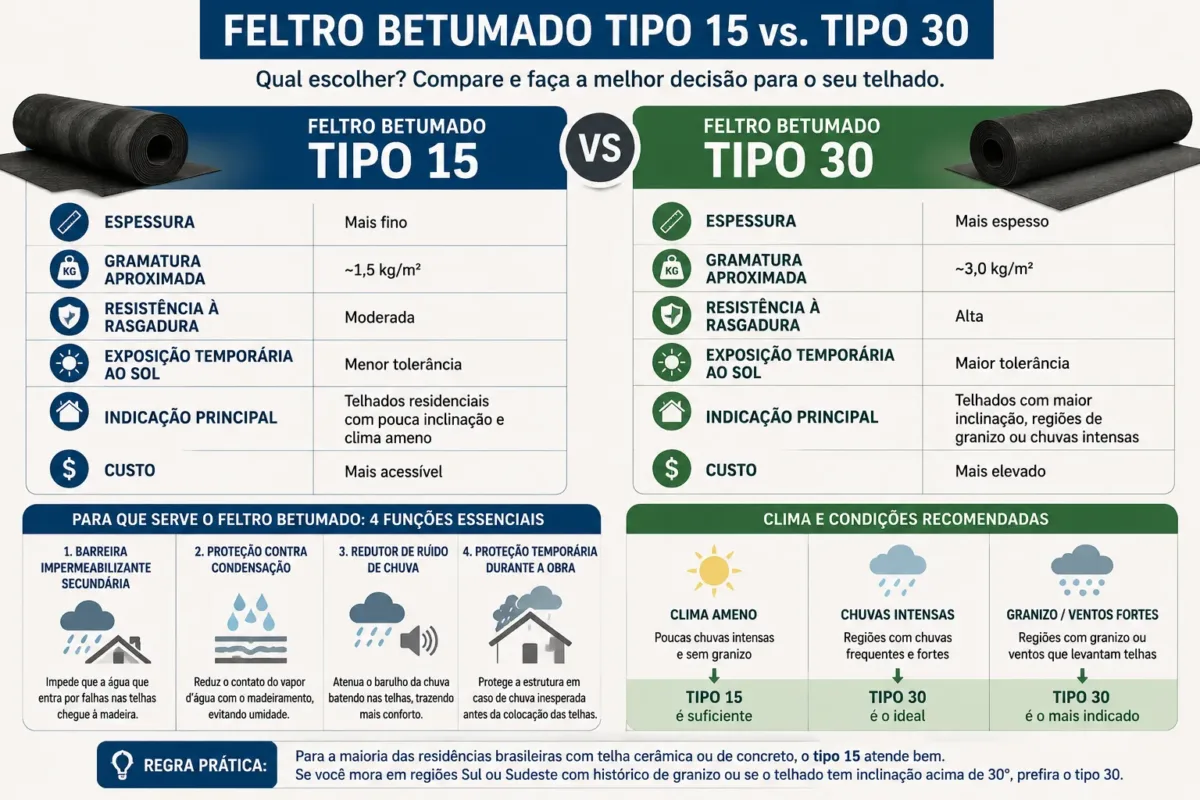 infográfico de qual é o melhor feltro betumado