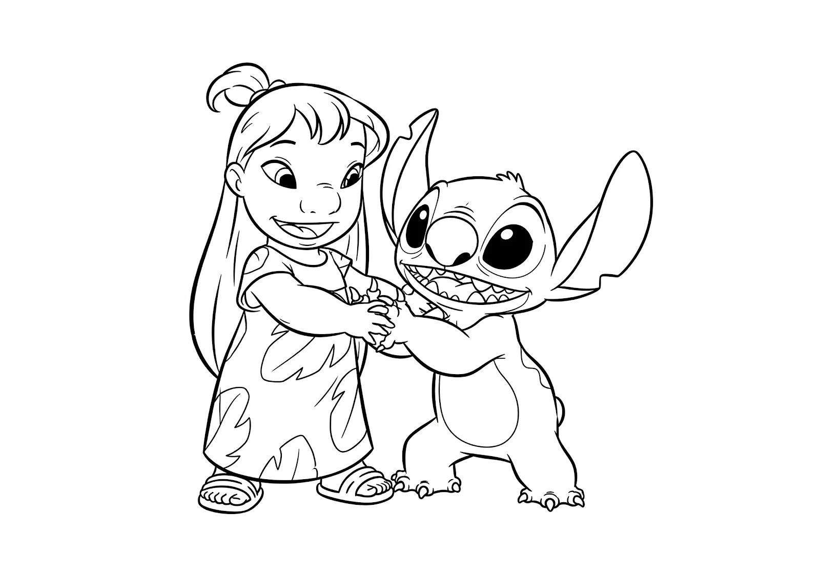 Desenho de Lilo e Stitch juntos para colorir