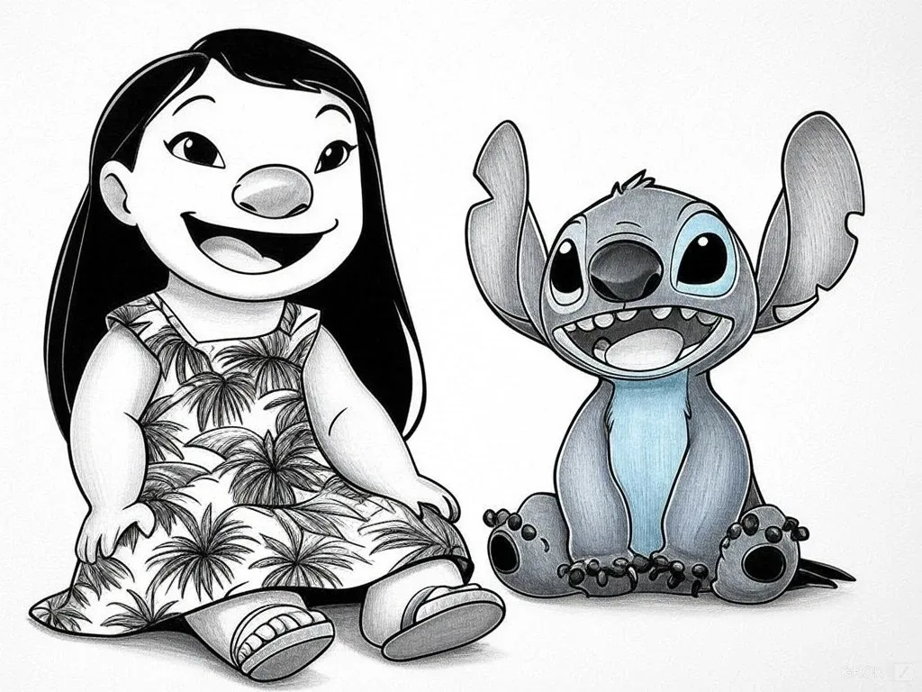 Desenho de Lilo e Stitch para colorir