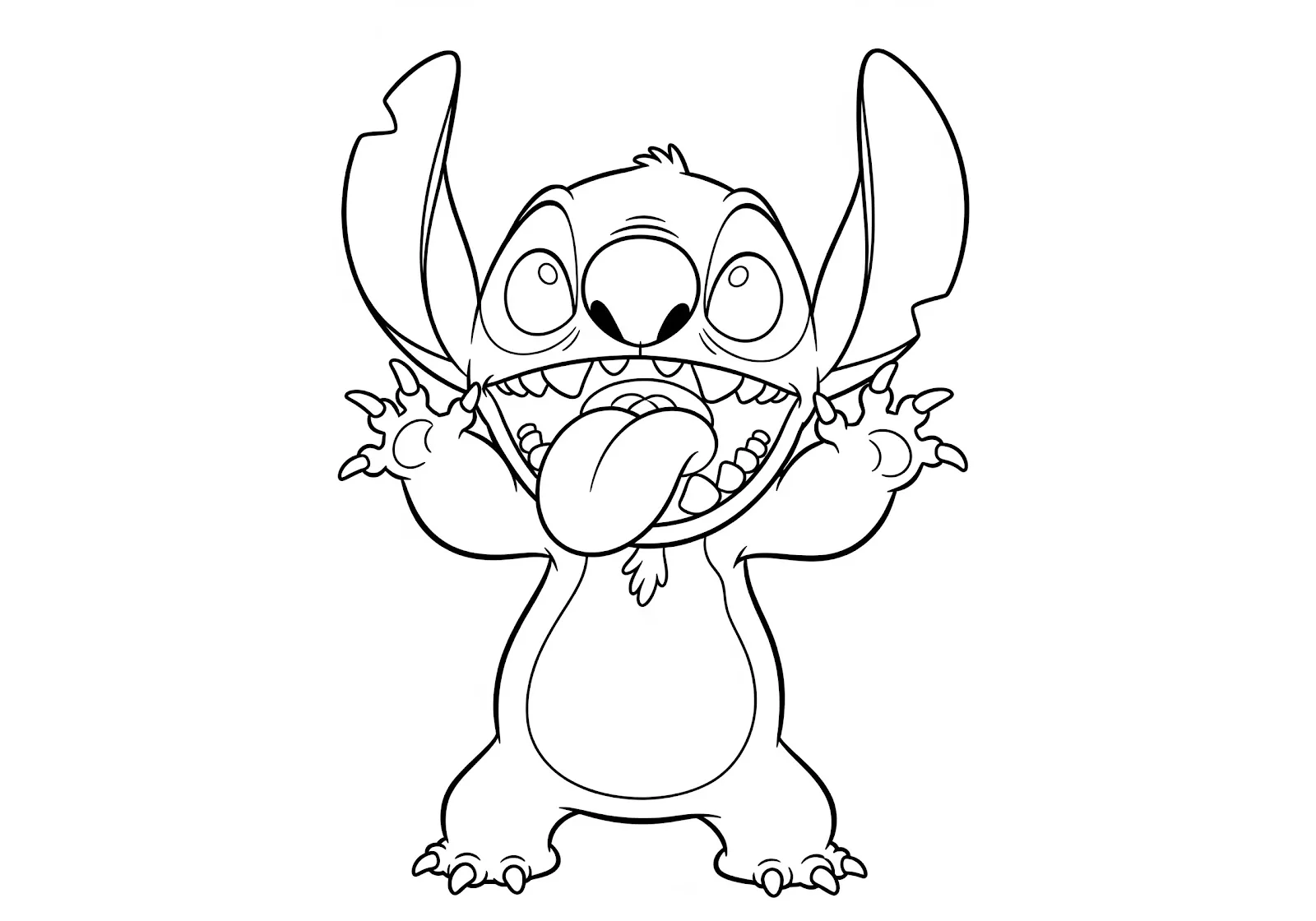 Desenho de Stitch fazendo uma careta para colorir