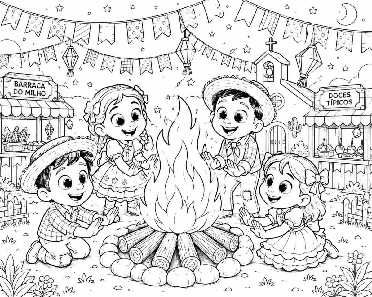 desenho de fogueira para colorir