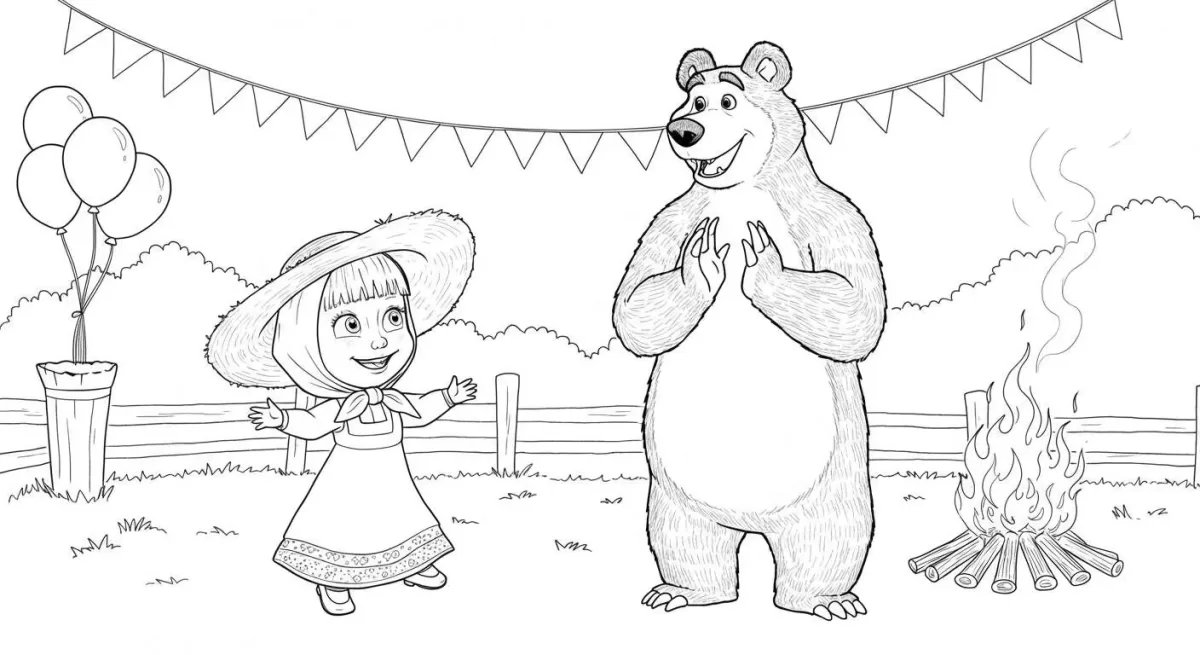 masha e o urso para colorir