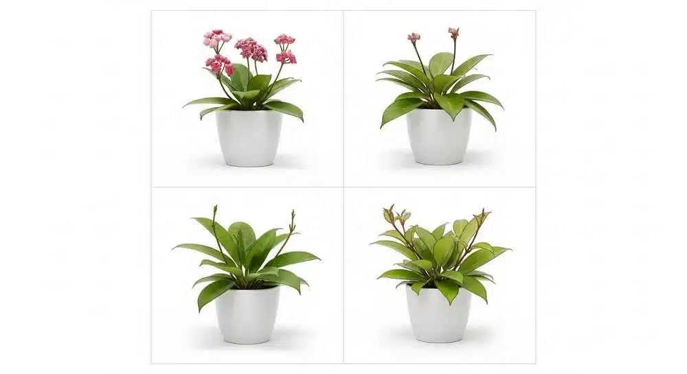 Variedades raras de Hoya - comparação entre flor de cera negra e outras espécies