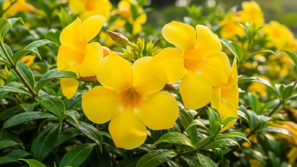 Para quem busca uma flor trepadeira ou arbustiva, a Alamanda é a escolha tropical perfeita