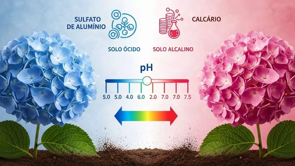 A cor vibrante da hortênsia é uma reação química controlável!