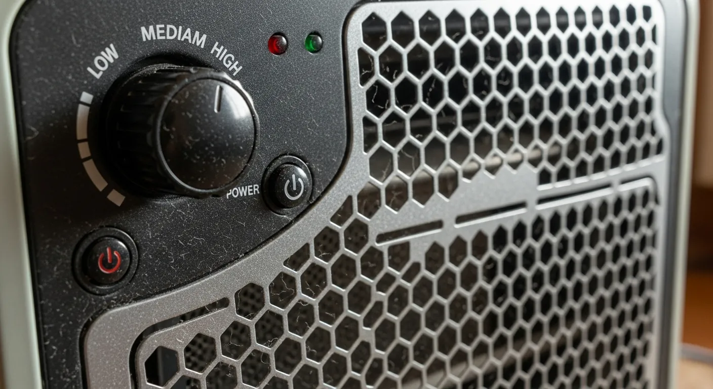 Detalhe do painel de controle de um aquecedor elétrico