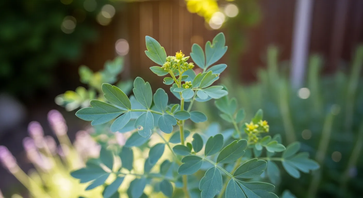 Flores amarelas de arruda crescendo no jardim