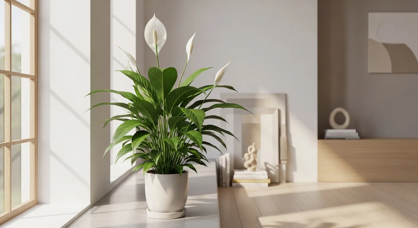 lírio da paz decorando ambiente interno