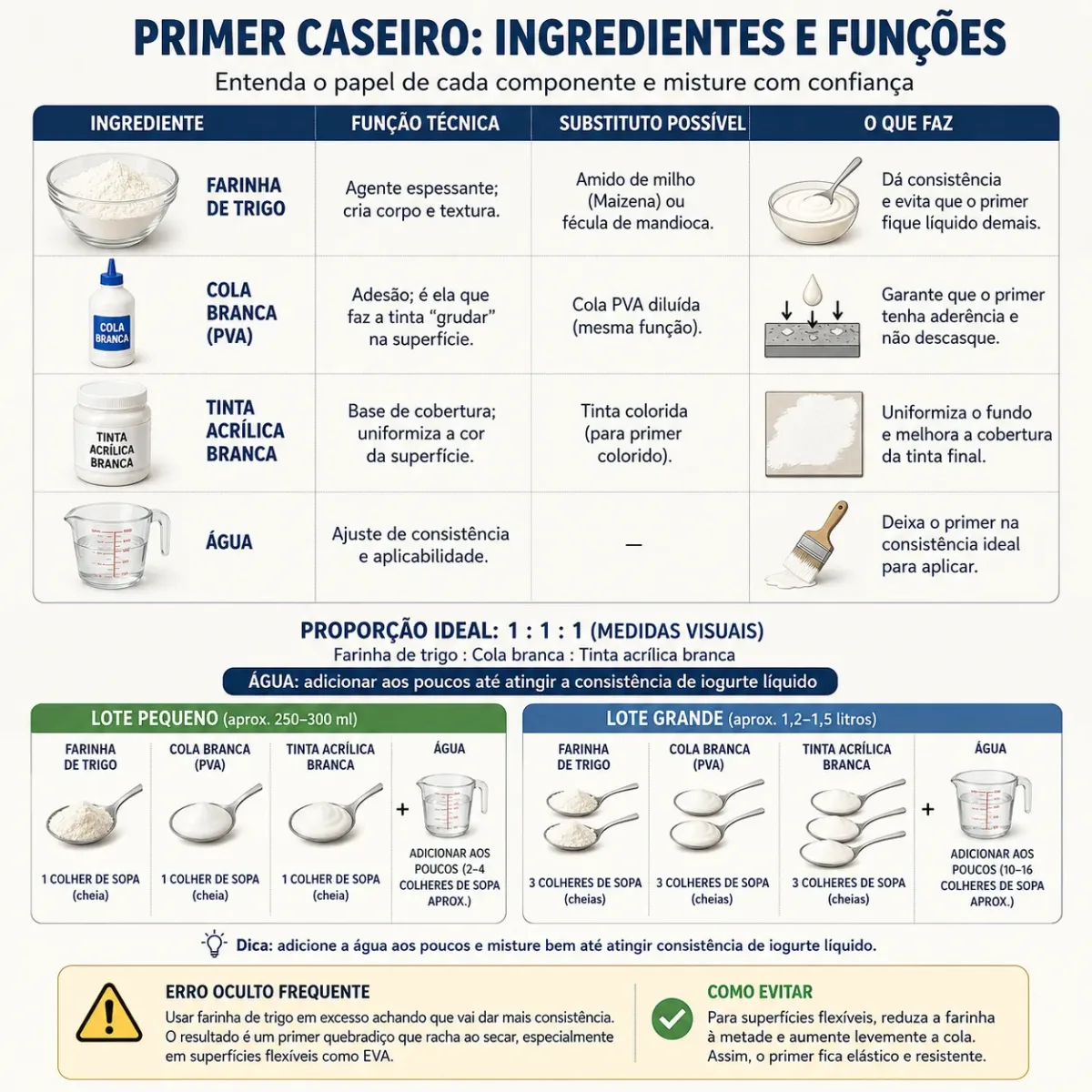Infográfico em medidas visuais de primer caseiro