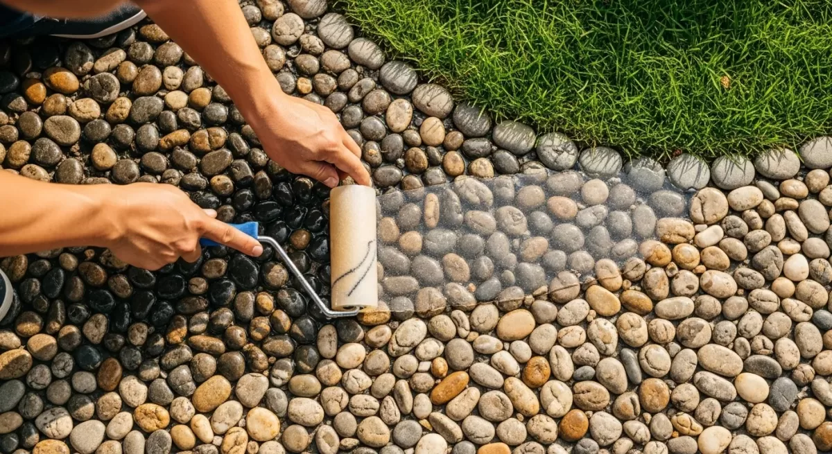 Aplicação de Resina Fixadora de Pedras em Calçada Externa