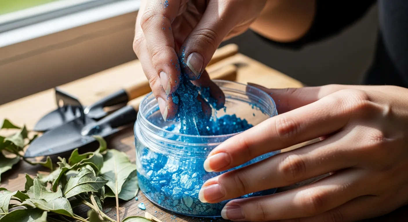 Mistura de pigmento em pó azul na resina transparente