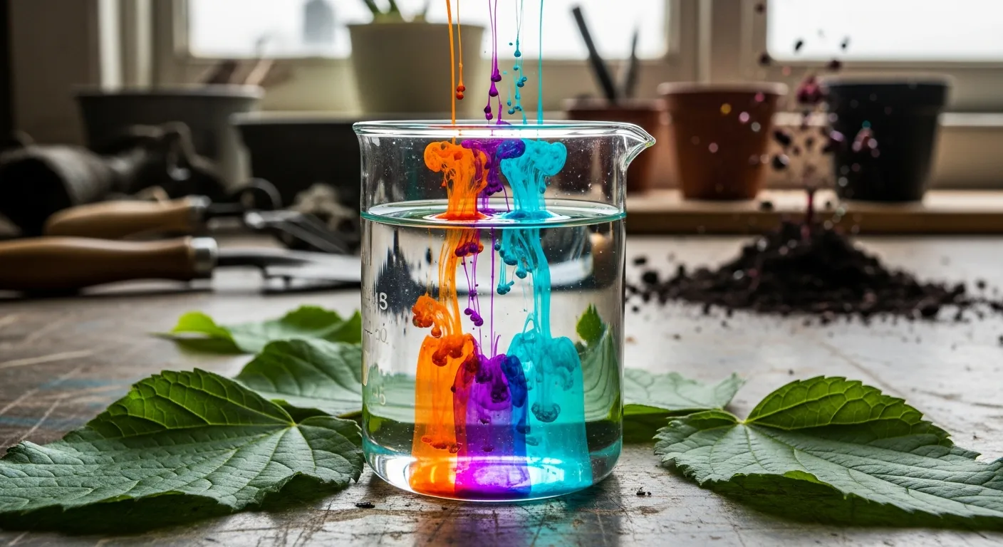 Gotas de pigmento líquido caindo em solução