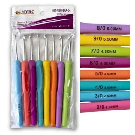 Kit Agulha De Crochê soft 8 Unidades Cabo Plástico
