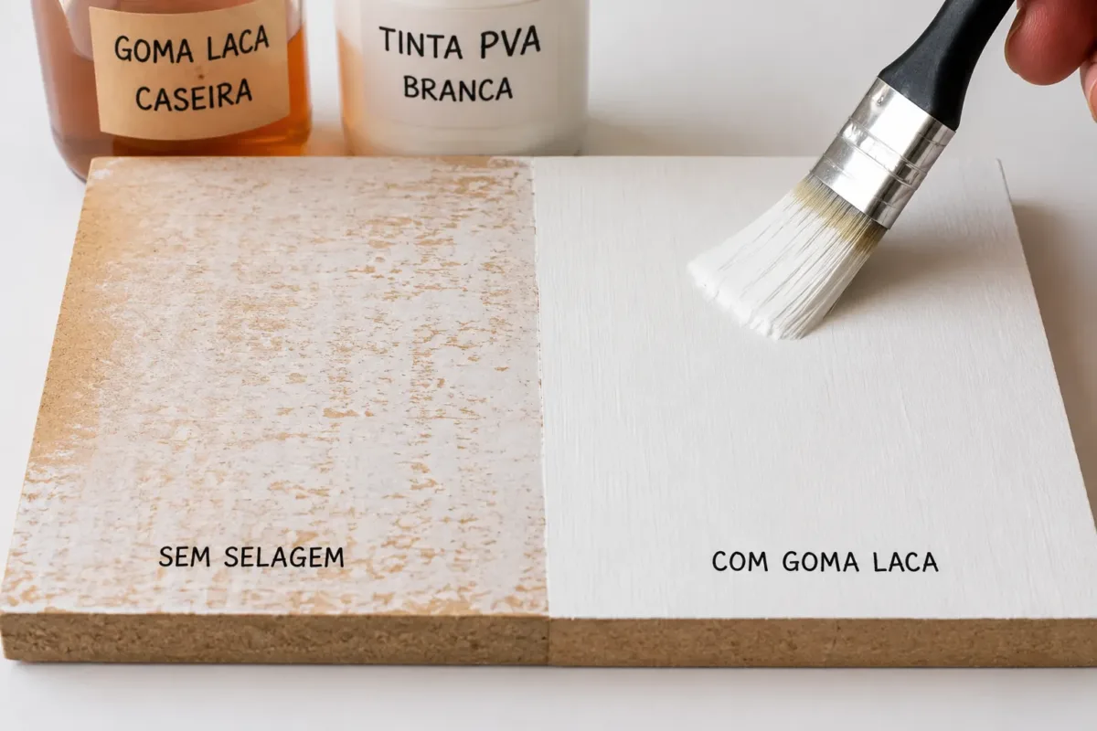 Comparação lado a lado de placa de MDF crua