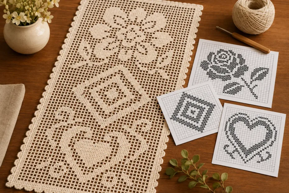 Gráficos de Caminhos e Trilhos de Mesa em Crochê