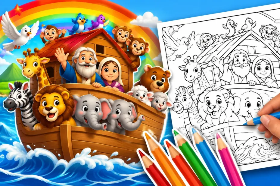 desenhos para colorir da arca de noé
