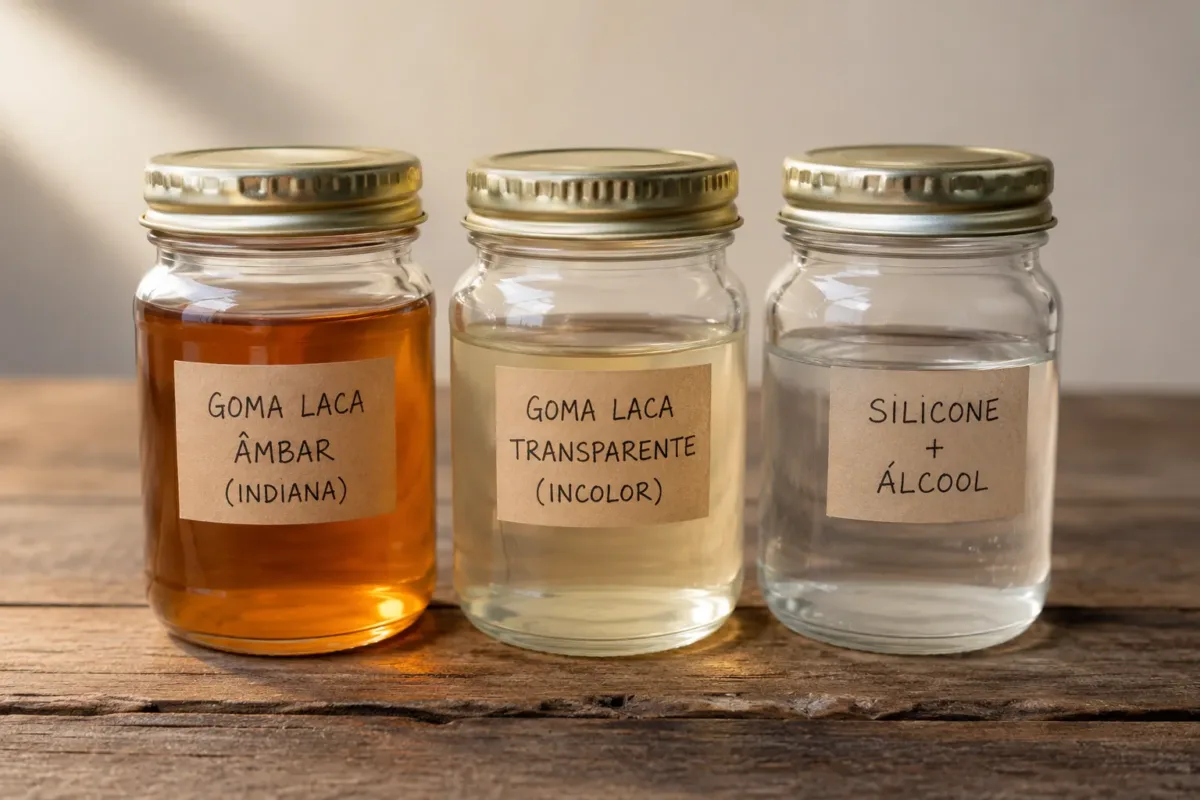 goma laca âmbar (indiana), um com goma laca transparente (incolor)