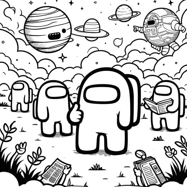 Novo desenho do Among Us para colorir e imprimir grátis