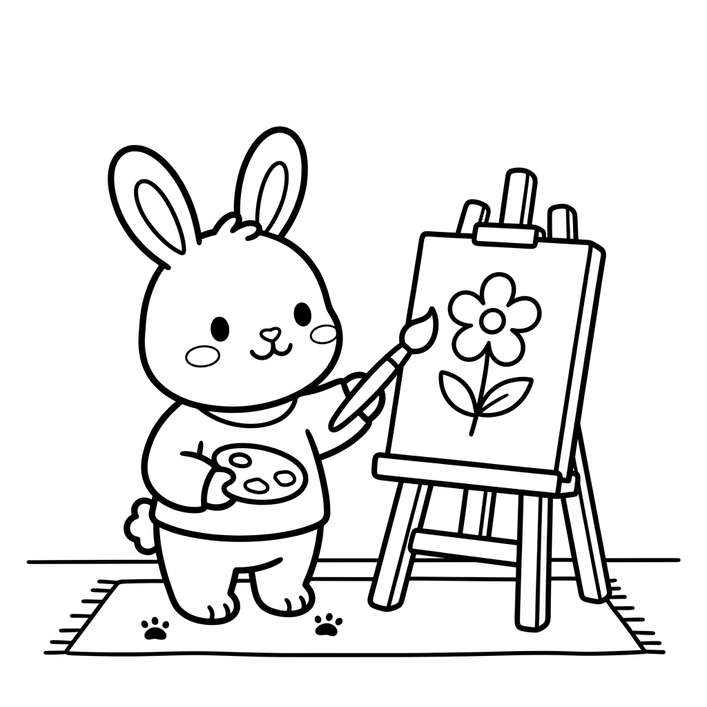 Desenho de coelhinho artista estilo Bobbie Goods para colorir