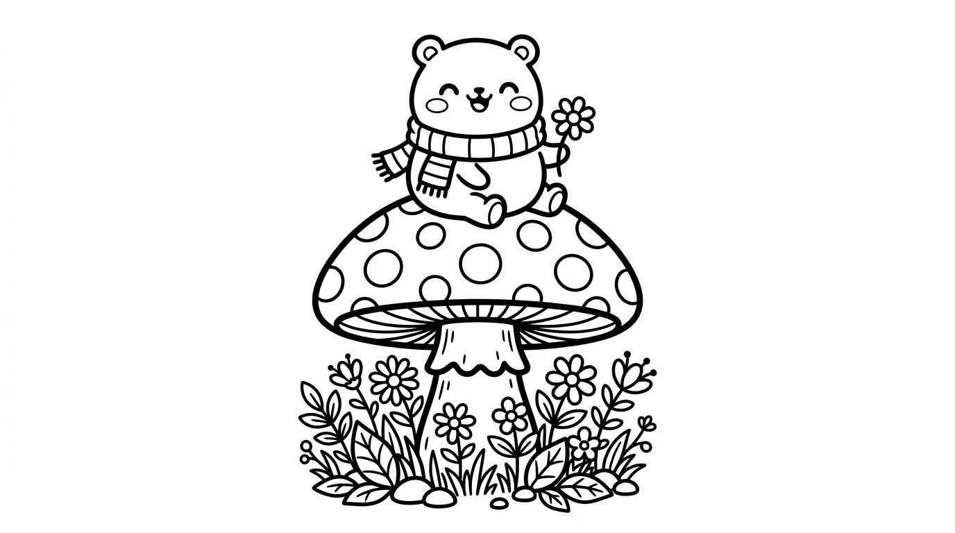 Desenho estilo Bobbie Goods coelhinho no jardim para colorir