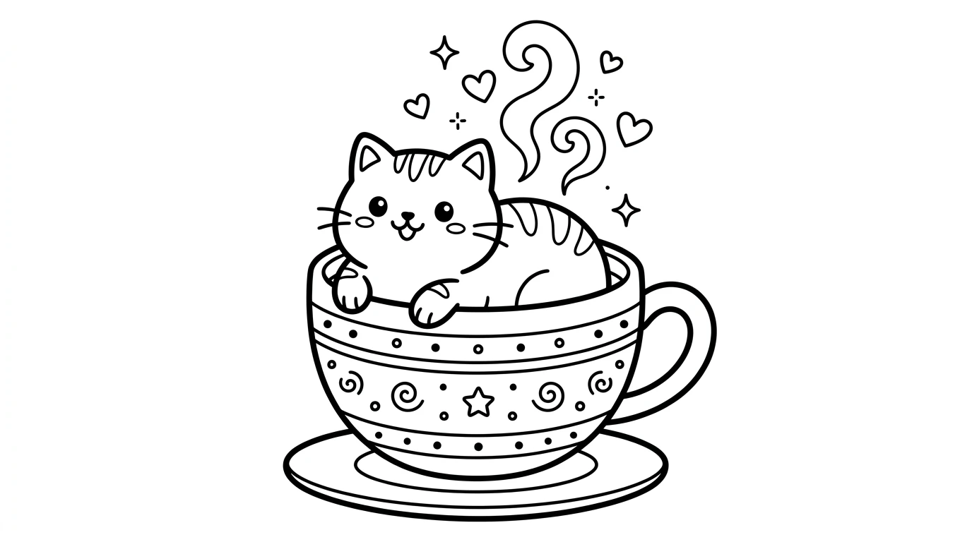 Desenho estilo Bobbie Goods gato fofo para colorir
