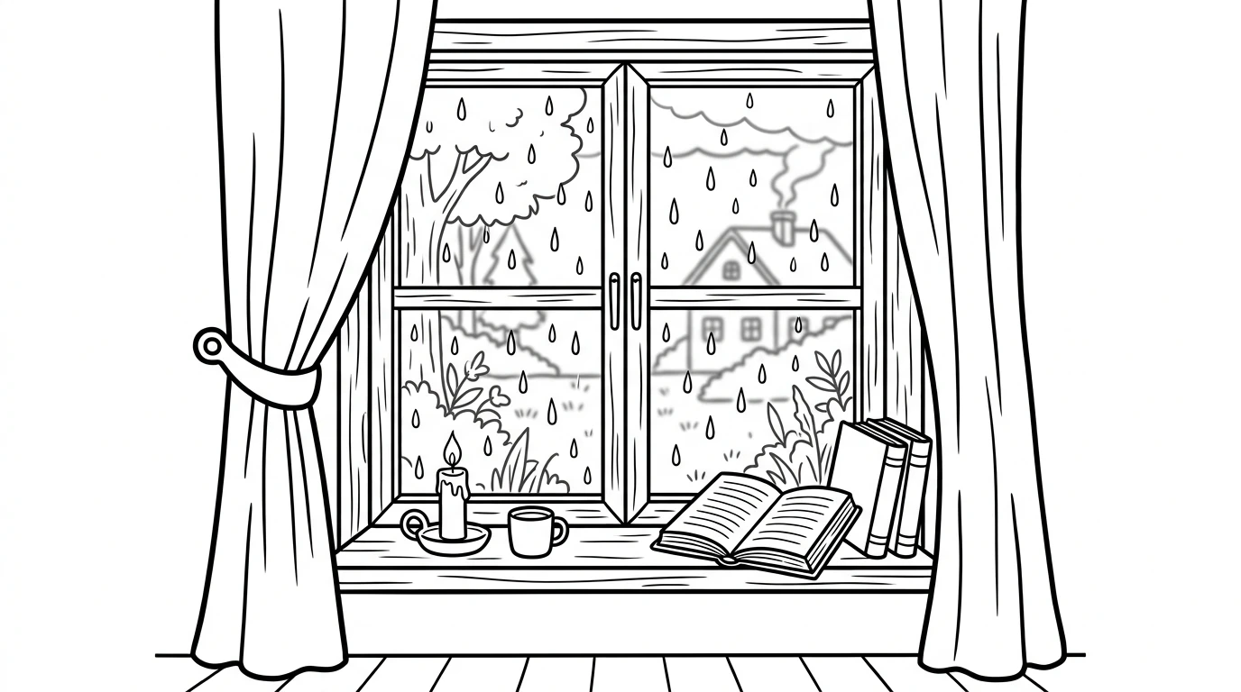 Desenho estilo Bobbie Goods quarto cozy para colorir