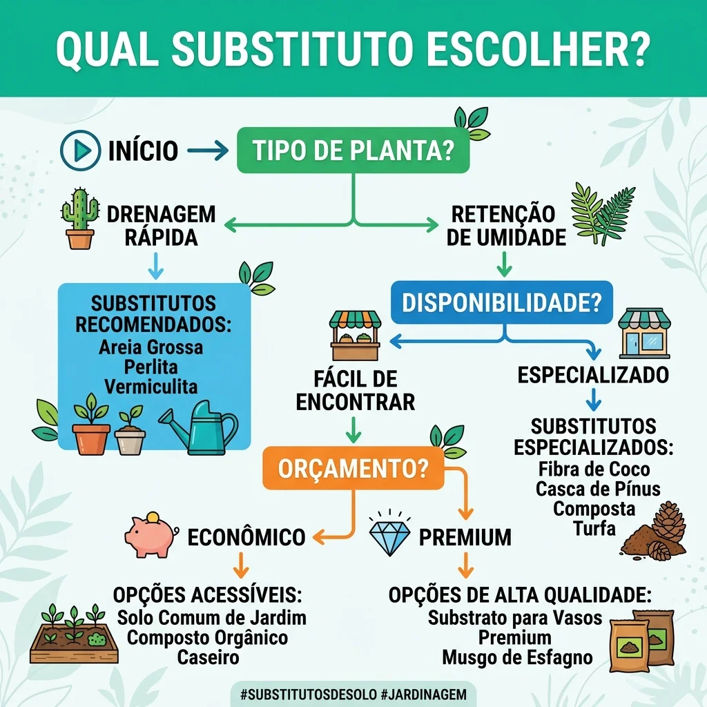 Fluxograma interativo em português para decidir qual substituto de argila expandida usar de acordo com a planta