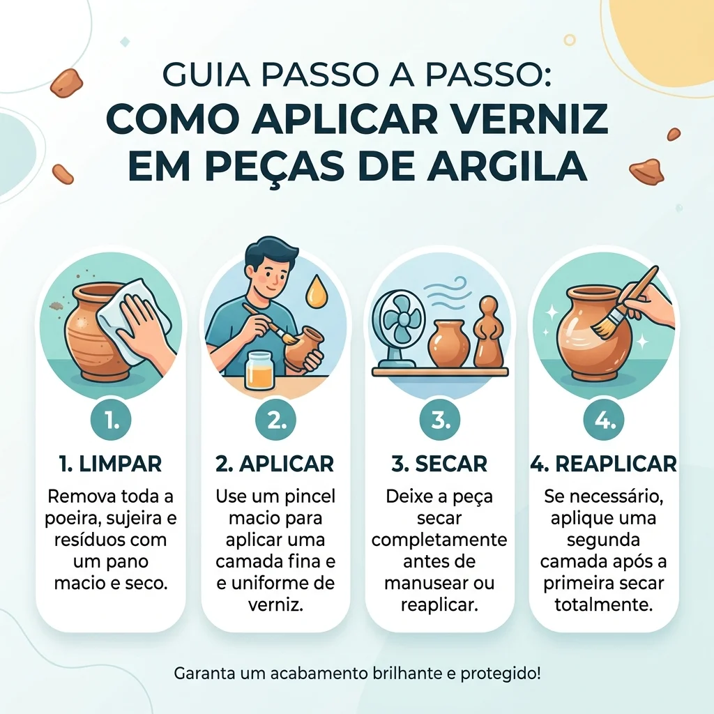 Etapas gerais de preparação, teste e aplicação de acabamento em uma peça de argila
