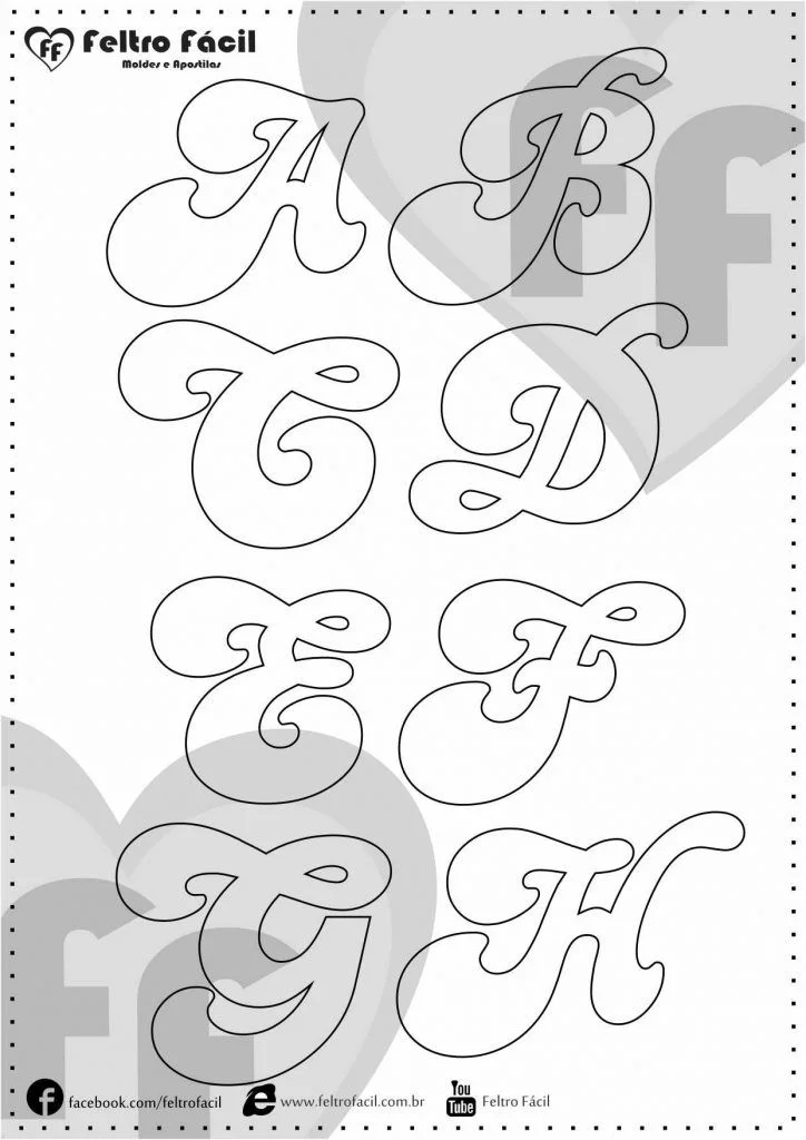 Molde de letras do alfabeto para imprimir feltro eva estilo 6
