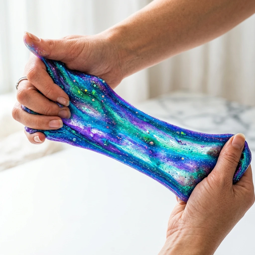 Provando a elasticidade do slime de detergente e sal