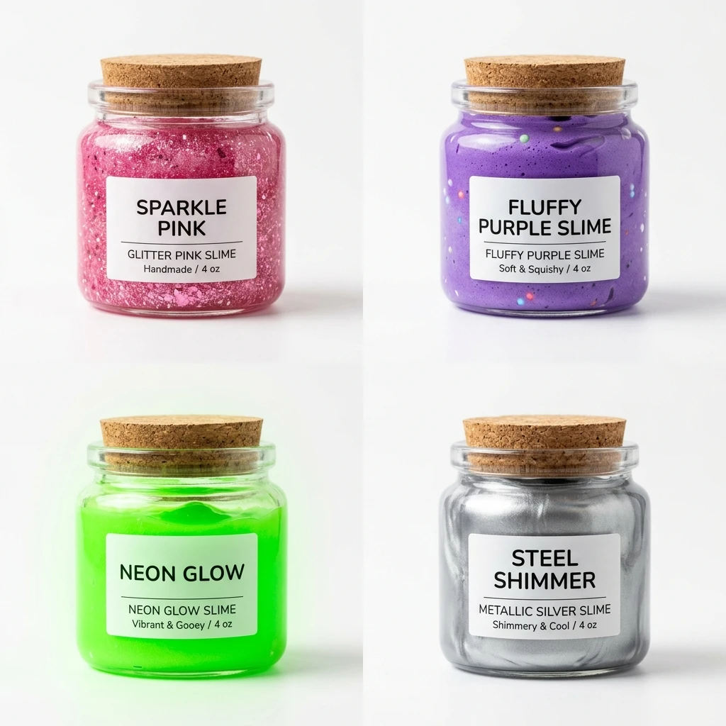 Variações de receitas de slime colorido
