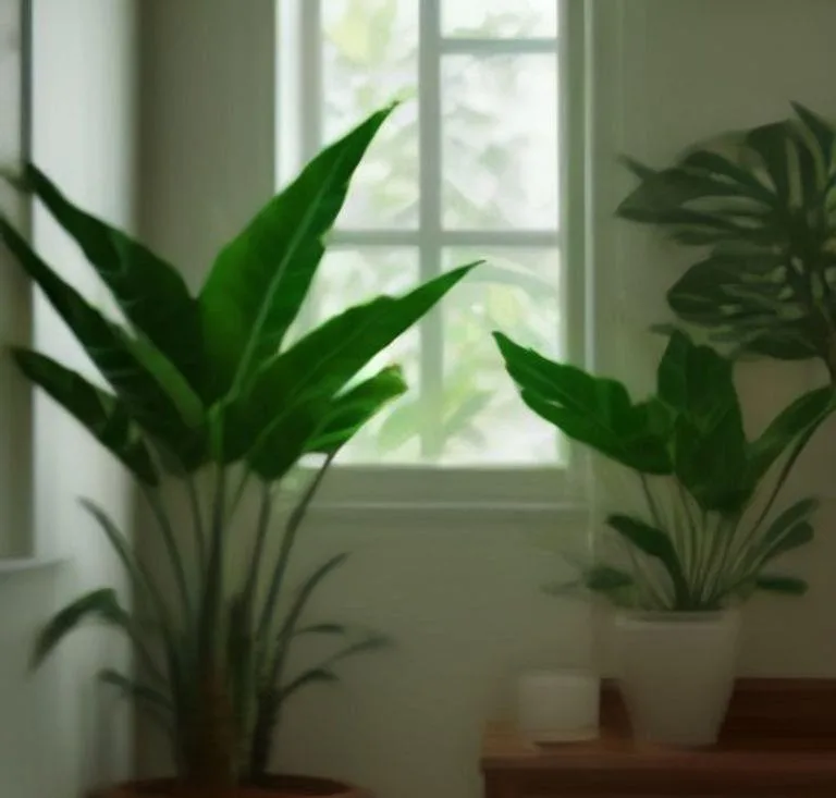 Zamioculca em vaso cerâmico decorando sala de estar com luz natural indireta