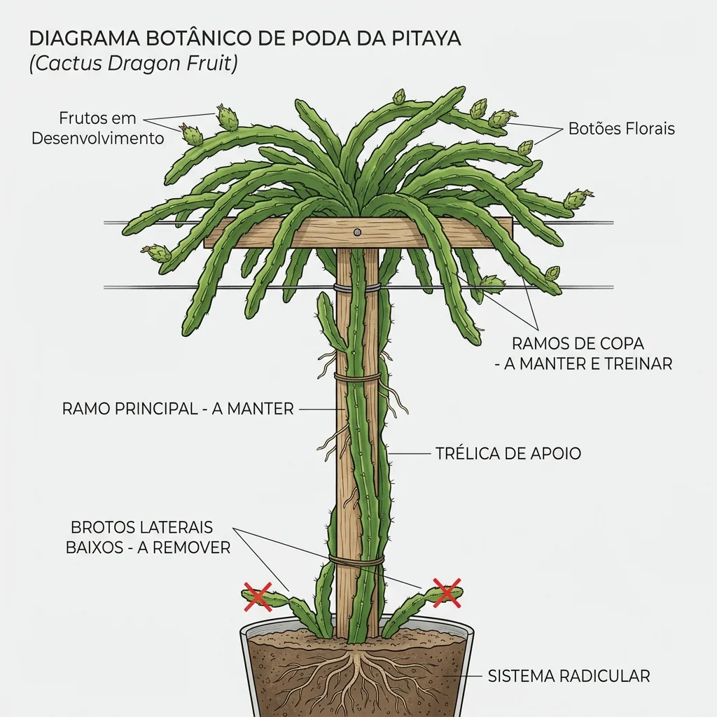 diagrama de podas do pe de pitaya